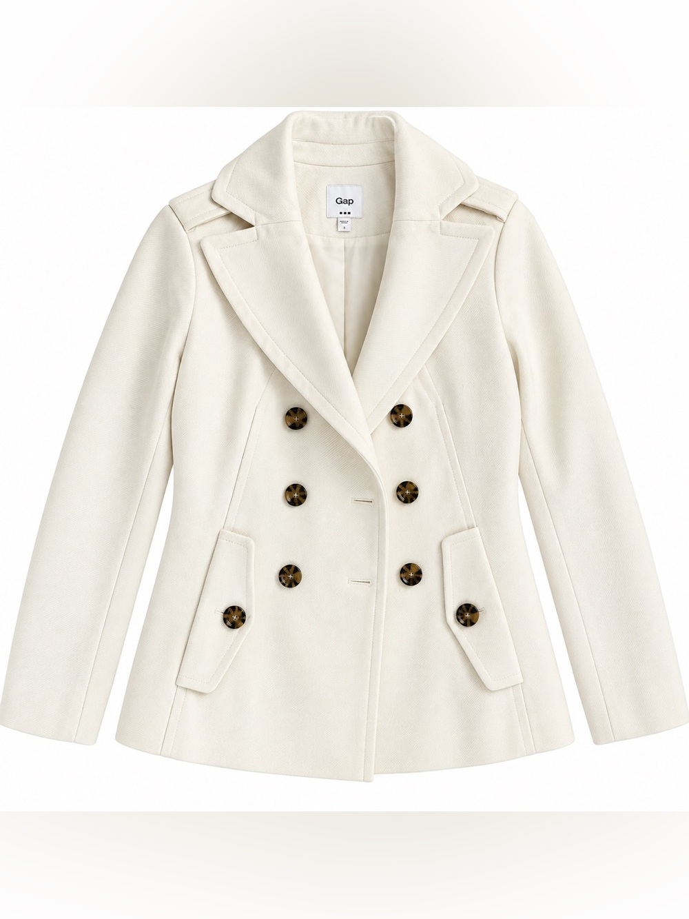 Gap Women’s Ivory Double-Breasted Peacoat Blazer – Size Small